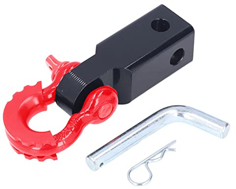 Receptor de Enganche de grillete Universal de 2 Pulgadas, Enganche de Remolque de Acero Resistente, Accesorios de Remolque de recuperación de vehículos con Orificios para Pasador (Roja)