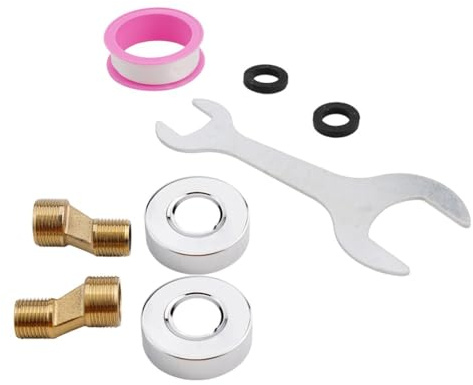 Rehoetom Chrom Doppelgriff Brause Mischbatterie mit Messing Auslaufventil Warm- und Kaltwassersteuerung 150mm Lochabstand G1/2 Auslass Einfache Installation f