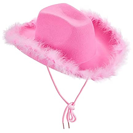 Generisch Cowboy Hut,Faschingskostüme Damen-1/2 pcs Paillettenhut Unisex Glitzerhut Partyhut Verkleidung Karneval Silvester - Rosa Farbwahl Karnevalskostüm Damen Cowgirl