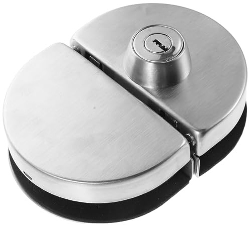 iplusmile Serratura per Porta a Battente in Vetro senza Trapano con Chiave, Set di Sicurezza a Doppia Porta in Acciaio Inossidabile, Installazione senza Foratura per Armadietti e Porte