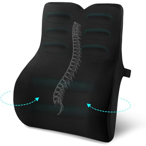 Retazly Cojín Lumbar Ergonómico, Almohada Lumbar, Respaldo de Espuma Viscoelástica para Silla de Oficina, Coche y Gaming, Mejora la Postura y Alivia Dolor Lumbar, Funda Lavable, Negro