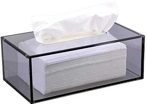 Rechteckiger Tissue Acrylkasten,Gesicht Acryl Tissue Box Abdeckung Serviette Dispenser Kosmetiktuchbox Für Business Hotel TB002 grau