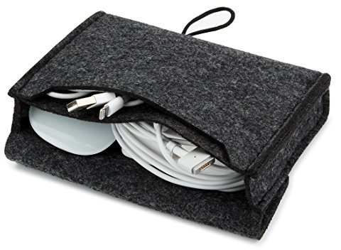 Nidoo Tragbare Filztasche für Maus, Handy, Kabel, Festplatte, Powerbank etc. Dunkelgrau