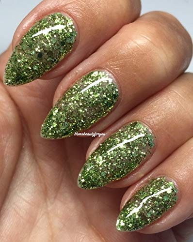 Bluesky Nail Gel Polish GLITTER BLING SN COLLECTION Choose your Glitter Sparkle, Gold, Silver or Colour UV LED Soak Off 10ml (S14N LIME GREEN GLITTER)
