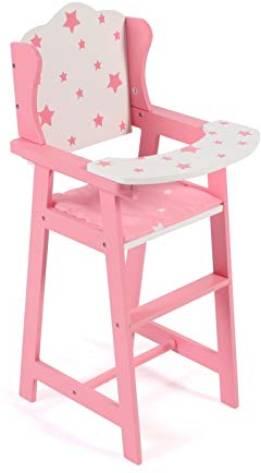 Bayer Chic 2000 - Puppenhochstuhl für Puppen bis 46 cm, Puppenmöbel, Puppenzubehör, Stars pink
