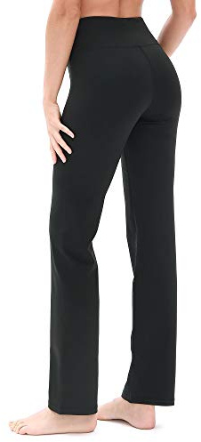 icyzone Pantalon de Yoga pour Femmes Pantalon Taille Haute Extensible pour Sport Fitness Jogging (S, Noir)