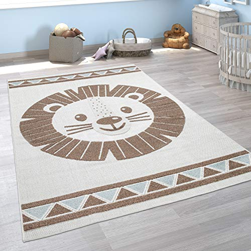 Paco Home Kinderteppich Kinderzimmer Outdoorteppich Spielteppich Tiermotive Modern 3D, Grösse:120x160 cm, Farbe:Beige