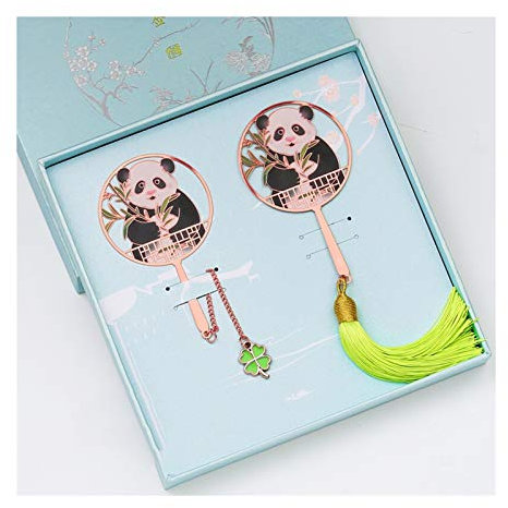 caihuashopping Lesezeichen Metall Panda Bookmark - Exquisite niedliche Lesezeichen Runder Metall Lesezeichen mit Ketten und Quasten Leser Frauen und Kind Buch Markierungen (Color : B)