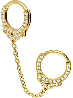 PIERCINGLINE Chirurgenstahl Segmentring Clicker |KRISTALLHANDSCHELLEN | Piercing Ohr Helix Ring | Farb- und Größenauswahl