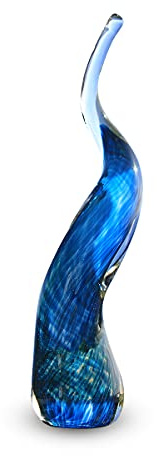 Gocce di Murano Cuerno de la suerte artesanal de cristal de Murano trabajado a mano escaramenta napolitana adorno idea regalo Made in Italy (azul liso)