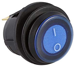 Interrupteur à Bascule 12V LED Dot Light Car Boat Round Rocker ON/OFF Interrupteur SPST Interrupteur à Bascule Rond étanche 2 Positions DC 12V 20A ON-Off Bleu