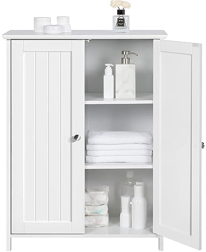 Yaheetech Armario Baño Mueble Baño de Suelo Mueble Auxiliar Cocina con 2 Puertas Cajoneras para Salón Pasillo Entrada Blanco 60 x 30 x 80 cm