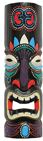 Wogeka - Maschera da parete colorata TIKI Maori da 50 cm – in stile Nuova Zelanda in legno come idea regalo per Natale compleanno decorazione – Scultura artigianale di Bali (TIKIB01)