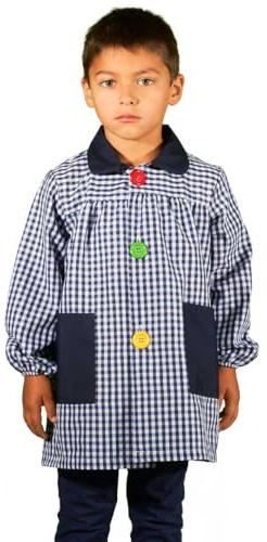 KLOTTZ Tablier-blouse à carreaux pour crèche ou école, pour bébés, enfants