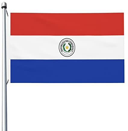 Bandera de Paraguay, banderas decorativas para exteriores, 3 x 5 pies, 100% poliéster, bandera exterior para todo tipo de clima, el color es brillante y fácil de desvanecer, secado rápido.