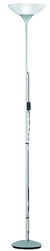 Britalia Titanium Silver Grey Modern Uplighter Floor Lamp Light | White Opal Polycarbonate Shade | 1 x ES E27 Lamp Bulb Required (Not Included) | UK 3 Pin Plug | Matt Grey