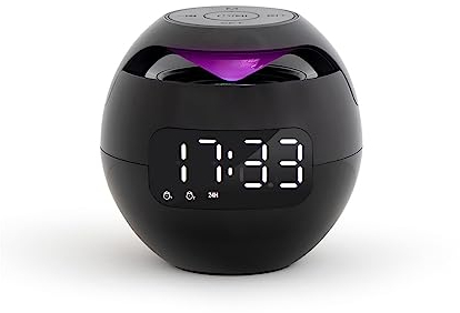 Livoo - Enceinte réveil Compatible Bluetooth® TES255 – 2 en 1, Rechargeable, autonomie 3h, Micro intégré, lumières changeantes, Noir