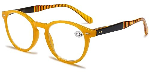 Lanomi Mode Anti Blaulicht Lesebrille Kleine Runde Rahmen Federscharniere Lesehilfe Komfortabel Herren Damen Sehhilfe Blaulichtfilter Brille 1.0 bis 4.0