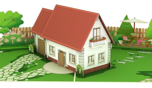 MOKIO® Biglietto di Auguri Pop-Up – Casa con giardino – Biglietto 3D