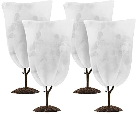 Monaghan 4 Pack Pflanzenabdeckungen Frostschutz 24X 32Zoll Winter KäLte Frostschutzdecke mit Kordelzug für Den AußEnbereich