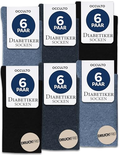 Occulto Diabetesstrumpor Män & Kvinnor 6 pack (modell: Oliver) Blå blandning 47-50