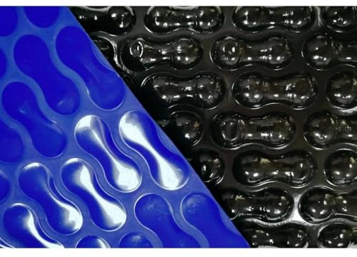 SAXONICA Solarfolie Geo Bubble I Rechteck Pool 700 x 350 cm I 400 µ | blau/schwarz I 7 x 3,5 m