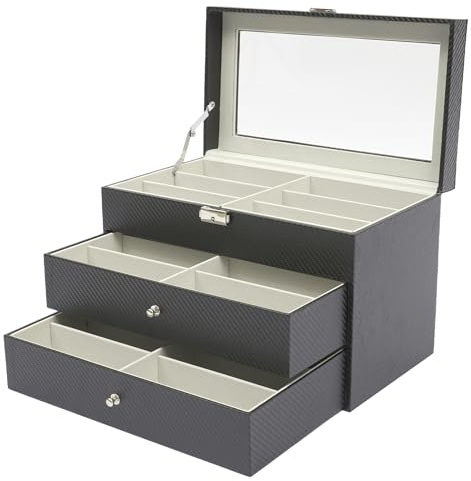 vinnyooc 3 Schichten 18 Brillenbox, Sonnenbrillen Aufbewahrungsbox, Brillen Vitrine Storage Box, Case Box Brillenetui für Damen Herren