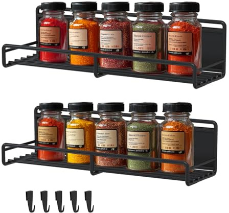 BigKing Magnetic Spice Racks for Refrigerator, 2pcs Magnetic Metal Shelf Fridge Organizer, Spice and Seasoning Organizer Gadgets for Refrigerator and Microwave