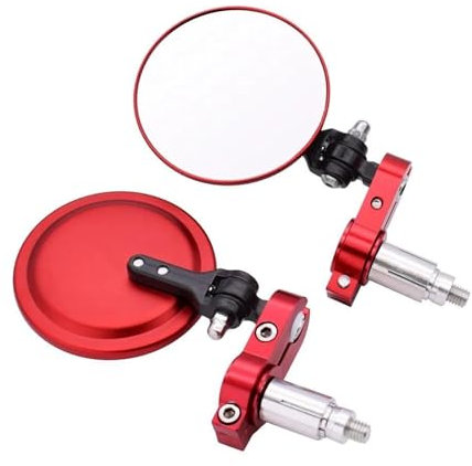 Lenkerendenspiegel Motorrad-Rückspiegel, Rund, 7/8 Zoll, Lenkerende, Klappbarer Motorrad-Seitenspiegel Für CB650R CB 650R CB 650R 2019 2020 Motorrad Rückspiegel(Rot)
