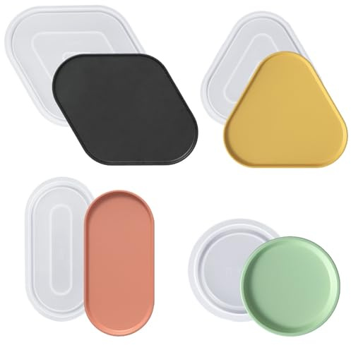 Xidmold 4 Stück Silikonformen Epoxidharz Tablett, Silikonform Untersetzer, Geometrische Tablett Harzform Gießform für DIY Teetablett Obsttablett Schmucktablett Kunsthandwerk