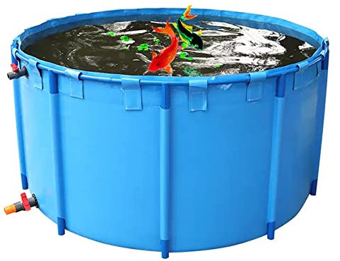 Aquarium-Poolteich mit Ablassventil, tragbarer Wasserspeichertank, Bodenschwimmbecken, PVC-Segeltuch, Fischteich mit Ständer, solide Struktur, für Aquakultur, Gartenzisternen, Farbe: Blau, G