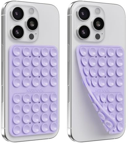 2PCS Silicone Suction Cup Phone Case Mount Double Sided-Klearlook Silicon Sticky Phone Grip w/Higher Suction Power,Suction Pad Hands-Free Smartphone Accessories Holder for Selfies & Videos,Lavender