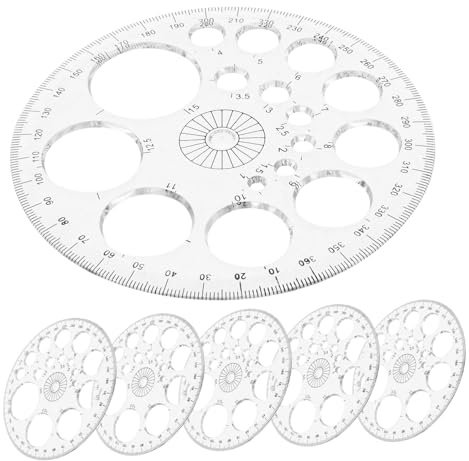 VILLFUL Decorazioni Scuola Goniometro Creativo in Plastico 6 Pezzi, Strumento Multiuso per Esercizi di Geometria e Disegni Precisi