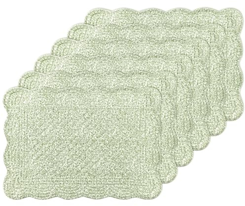 Juego de 6 manteles Individuales Acolchados, 18 x 13 Pulgadas, Juego de 6 manteles Individuales de algodón 100% Lavable, para Cocina y Mesa de Comedor, Suaves y fáciles de Limpiar (Flor triturada