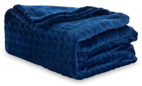 Winthome Coperta Pile Morbida Soffice, Plaid Divano Calda, Blanket Facile da Pulire, Adolescenti e Adulti, Coperta Peluche Adatta a Tutte le Stagioni (220x240cm, Blu scuro)