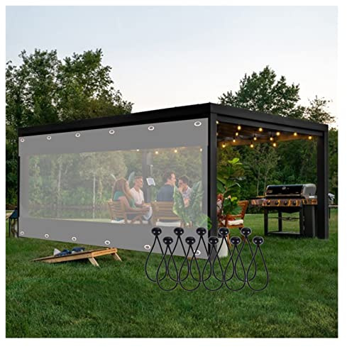 AFGZQ Cortinas for Exteriores Alta Resistencia, con Panel Lona Transparente 0,5 Mm Aislamiento Antienvejecimiento Costura de Lienzo, for Gazebo, Garaje, Exterior (3x2.4m/9.84x7.87ft)