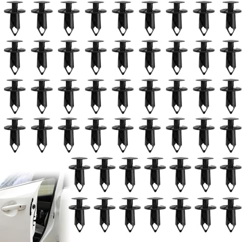 50 clip di fissaggio per carrozzeria auto, 8 mm, più lunghe, per rivestimenti, tappeti, colore nero, rivetti di fissaggio per carrozzeria, rivetti universali in plastica per portiera interna