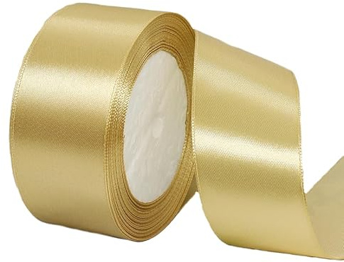 40mm Champagner-Gold Satinband 22M, Stoff-Haarband-Ribbon für Handwerk, Blumensträuße, Geschenkverpackungen, Hochzeit, Schleifenherstellung und Valentinstag, Weihnachtsdekoration (Champagner-Gold, 4CM