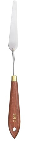 QUARKZMAN Outil De Peinture 3.66 x 0.71 Forme larme Rouge/Argent | Spatule Couteaux à Peinture, Lame En Acier Inoxydable, 9.65 Longueur, Avec Trou Manche En Hêtre, Couteaux à Peinture