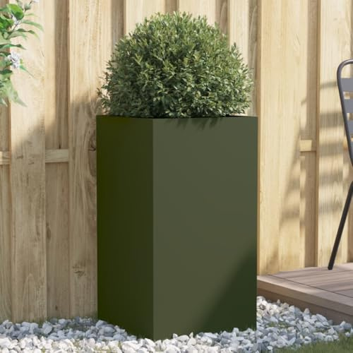 AJJHUUKI Macetas y jardinería-jardinería-jardinería-maceta verde oliva, 42 x 38 x 75 cm, acero