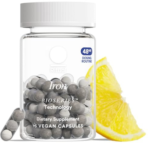 Ritual Iron Bisglycinate Supplement - 60mg - Gentle Support for Women with Low Iron Levels & Blood Boosting** - 48-Hour Dosing Routine - Plus Vitamin A, C - Vegan - Citrus - 15 Capsules - 15 Servings
