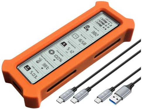 Fegtrtyoa Per NVME M. 2 Contenitore SSD con Adattatore Protocollo USB di Tipo C Screen Schermata per NVME PCIE SSD Disk Box Orange