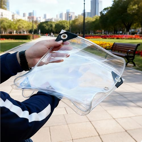 XINGWANGG Bâche Transparente avec Oeillets,PVC Imperméable Bache de Protection Exterieur,Anti-déchirure,Auvent Pliable pour Serre Pergola Camping Plantes,Personnalisable (2,6m x 5m)