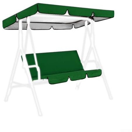 Eawfgtuw For 190T Waterproof Garden Swing Canopy Set for 3-Seater with Seat Cover, UV Resistant Polyester Taffeta, 190 x 132 x 15 cm & 150 x 50 x 10 cm, For Easy(dark green)