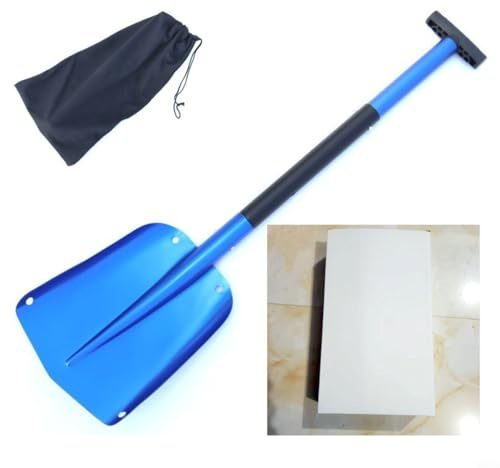 Entgoinggo Pala da neve retrattile, da giardino, con manico telescopico pieghevole, per uso invernale, strumento di rimozione del ghiaccio (blu)
