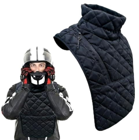 FUBESK Motorrad Halswärmer für Damen und Herren, wasserdichte winddichte Winter-Nackenabdeckung mit verstellbarem Reißverschluss, Schwarz, 40 x 36 cm