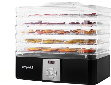 Emperial Food Dehydrator | Digital Electric Food Dryer with Timer | For Fruit, Meat, Jerky, Vegetables & Healthy Snacks | Adjustable Temperature 35–70°C | 5-Tier BPA-Free Trays | 240W