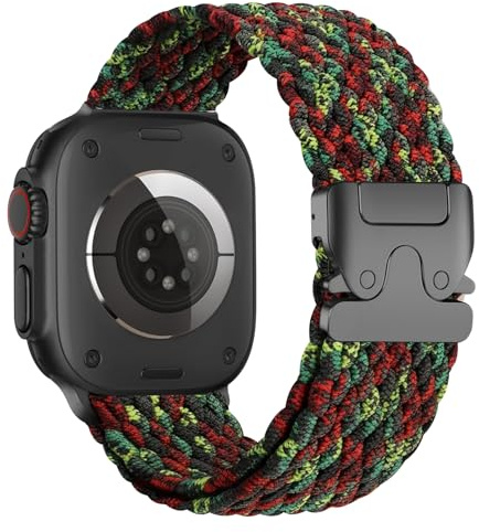 Cinturino intrecciato per Apple Watch 40 mm, 44 mm, 45 mm, 46 mm, 41 mm, 42 mm, 38 mm, 49 mm, elastico in nylon per iWatch Series 10 9 8 7 6 5 4 3 SE Ultra/2