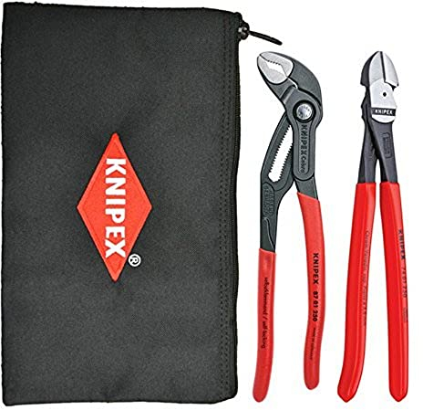 Knipex Tools 9 K 00 80 115 uns Cobra Zangen und Diagonal Cutter Werkzeug Set mit Keeper Beutel (2 Stück)