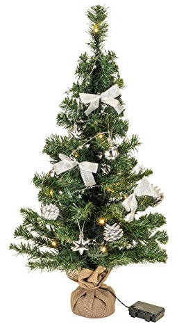 Bambelaa! Weihnachtsbaum Künstlich Mit Beleuchtung Geschmückt Tannenbaum Dekoriert Christbaum Beleuchtet LED 75cm Silber